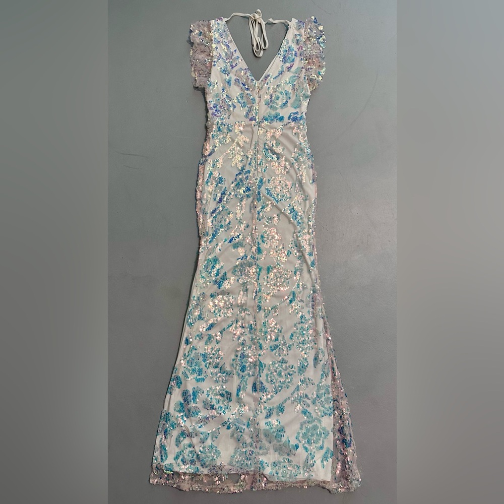 Soieblu Size Small Sequin Glitter Dress long Formal Semi Full w/slit - Picture 10 of 10
